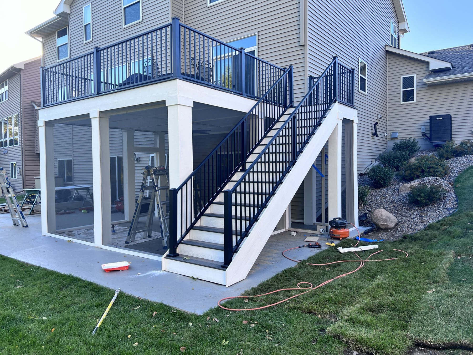 Elevated deck with screened porch